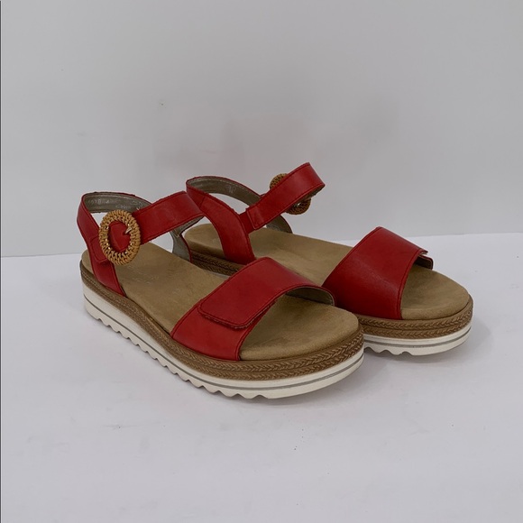 Remonte D0Q52-33 Jocelyn wedge comfort sandals red platform women buckle 40 9 - Picture 3 of 7